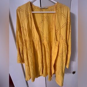 ZARA Yellow Button-up XS